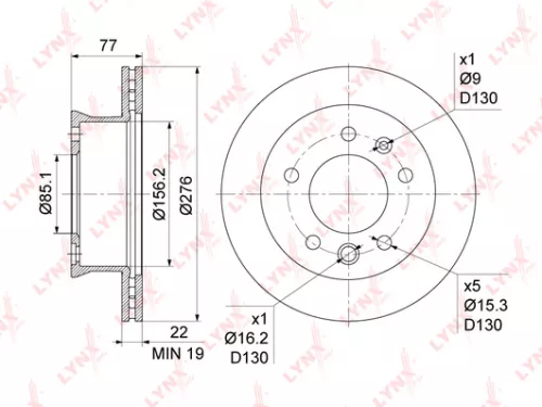 LYNXAUTO Brake disc, front (276x22) (BN-1079)