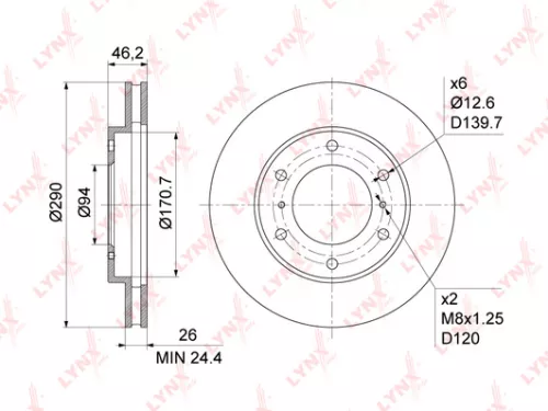 Brake disc, front (290x26)