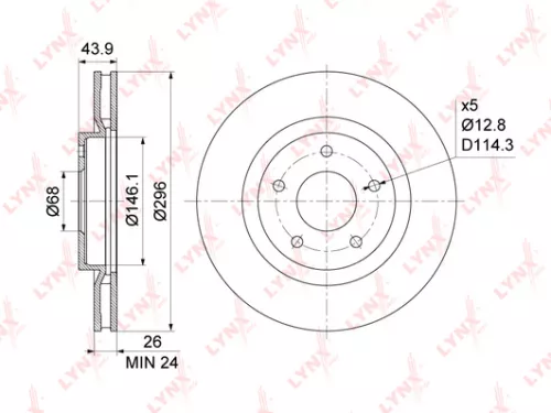 LYNXAUTO Brake disc, front (296x26) (BN-1112)