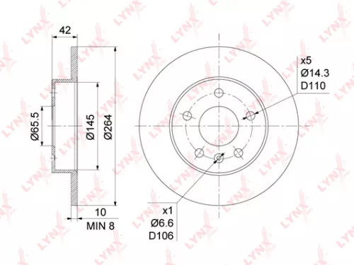 LYNXAUTO Brake disc, rear (264x10) (BN-1119)