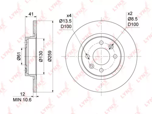 LYNXAUTO Brake disc, front (259x12) (BN-1123)