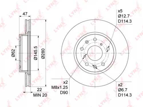 LYNXAUTO Brake disc, front (279,5x22) (BN-1134)