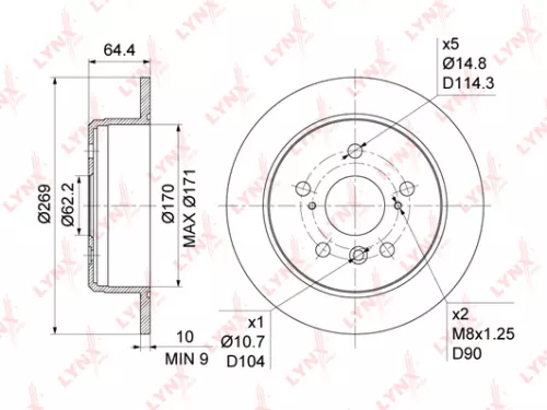 LYNXAUTO Brake disc, rear (269x10) (BN-1139)