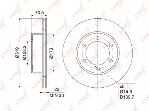 LYNXAUTO Brake disc, front (319x22) (BN-1155)
