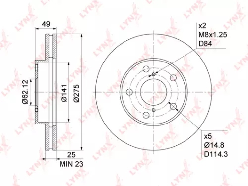 LYNXAUTO Brake disc, front (275x25) (BN-1160)