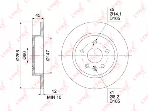 LYNXAUTO Brake disc, rear (268x12) (BN-1350)
