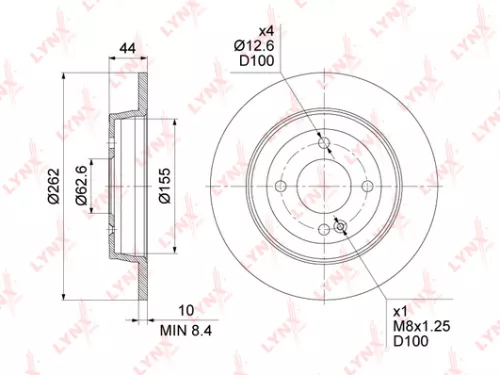 LYNXAUTO Brake disc, rear (262x10) (BN-1531)