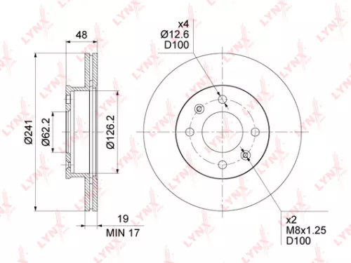 LYNXAUTO Brake disc, front (241x19) (BN-1539)