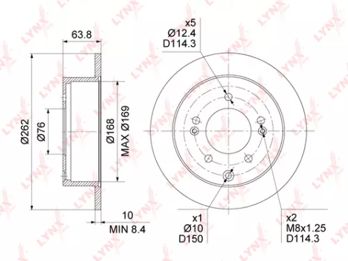 LYNXAUTO Brake disc, rear (262x10) (BN-1597)