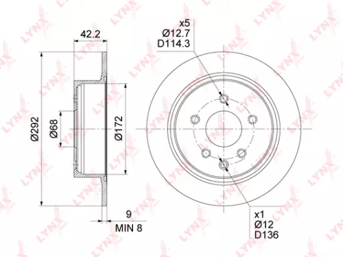 LYNXAUTO Brake disc, rear (292x9) (BN-1793)