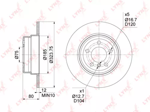 LYNXAUTO Brake disc, front (295x28) (BN-2036)