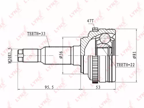 LYNXAUTO CV-Joint, outer (CO-1808A)