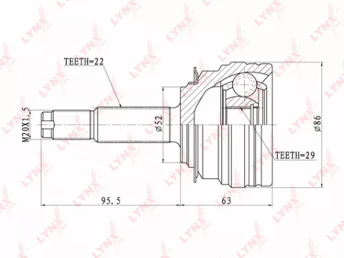 LYNXAUTO CV-Joint, outer (CO-1810)