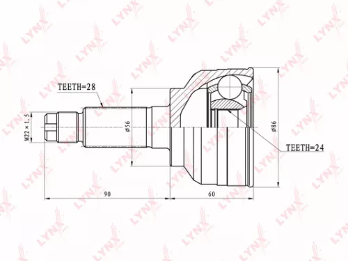 LYNXAUTO CV-Joint, outer (CO-4400)