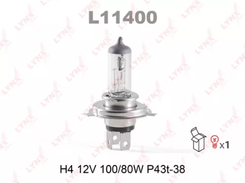 LYNXAUTO Halogen lamp (H4 12V 100/80W P43t-38) (L11400)