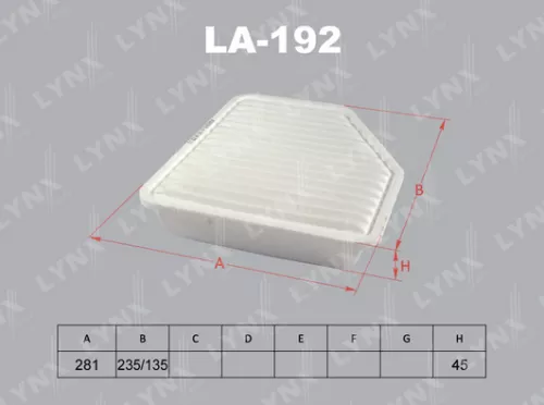 LYNXAUTO Air filter (LA-192)