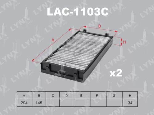 LYNXAUTO Cabin filter, carbon (x2) (LAC-1103C)