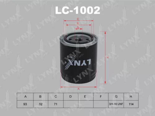 LYNXAUTO Oil filter (LC-1002)