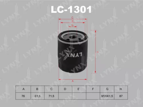 LYNXAUTO Oil filter (LC-1301)