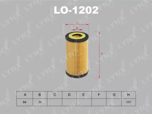 LYNXAUTO Oil filter (insert) (LO-1202)