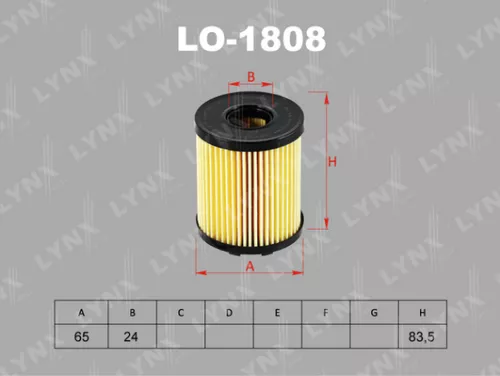 LYNXAUTO Oil filter (insert) (LO-1808)