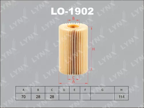 LYNXAUTO Oil filter (insert) (LO-1902)