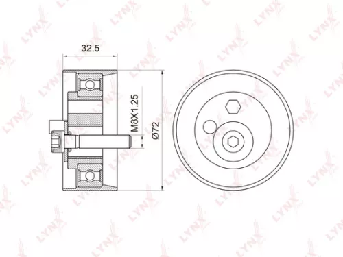 LYNXAUTO Tension pulley, timing belt (PB-1010)